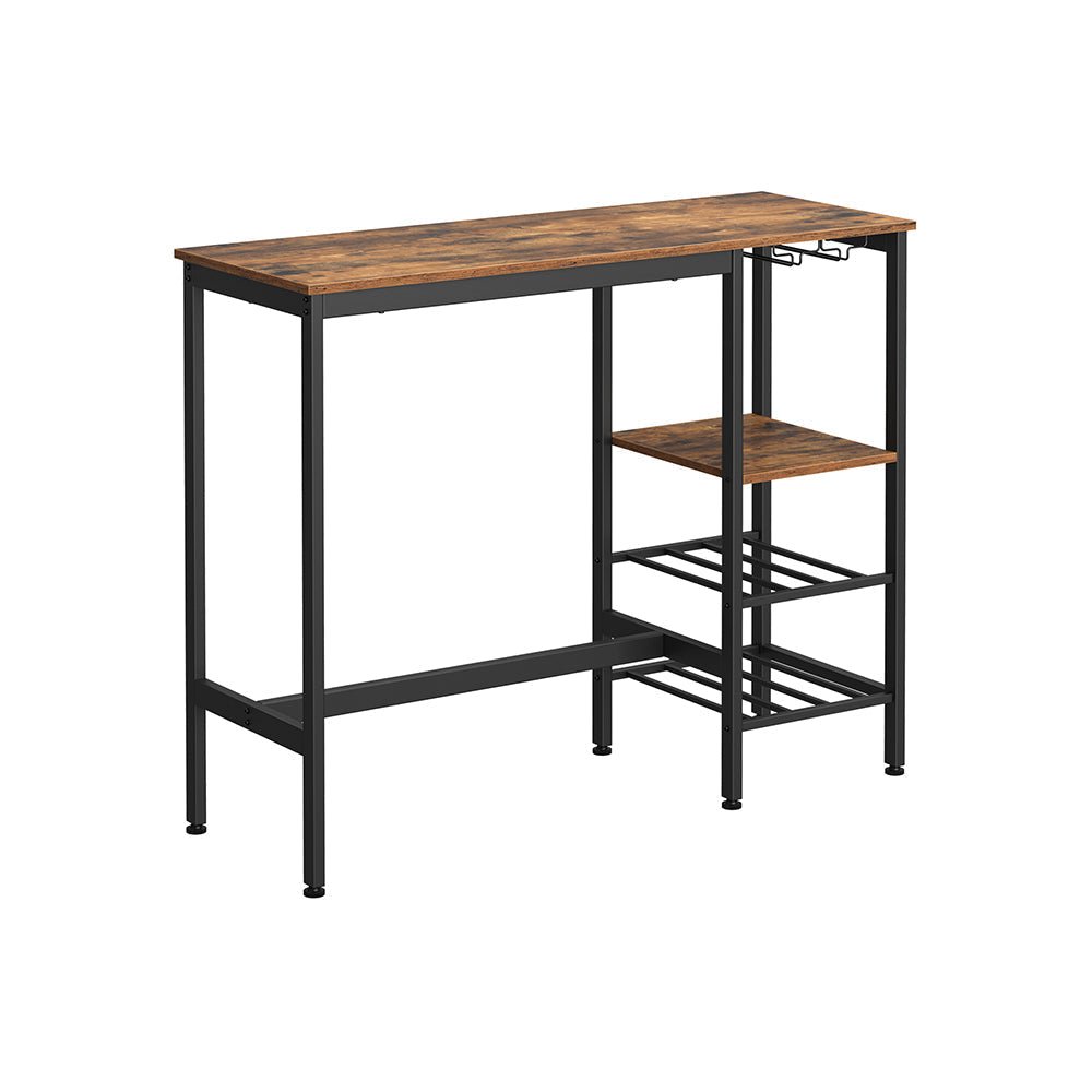 Bar Tisch - mit Weingläser und Flaschenhaltern - Küchentisch - braun/schwarz