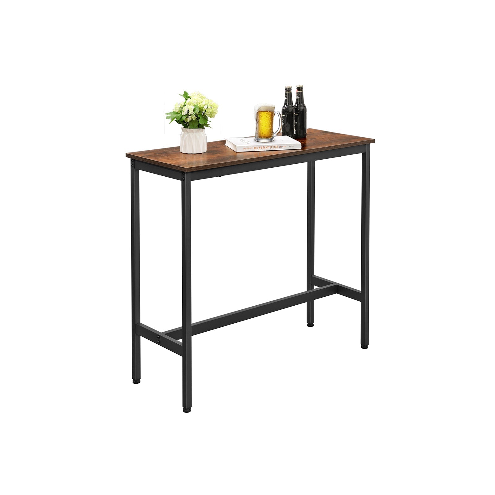 Stangentisch - Schmaler Küchentisch - 120 x 40 x 100 cm - rechteckig - braun/schwarz