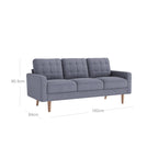 Sofa - 3 -seerer Wohnzimmerbank - Aktualisiert - 182 x 80,5 x 84 cm - Grau