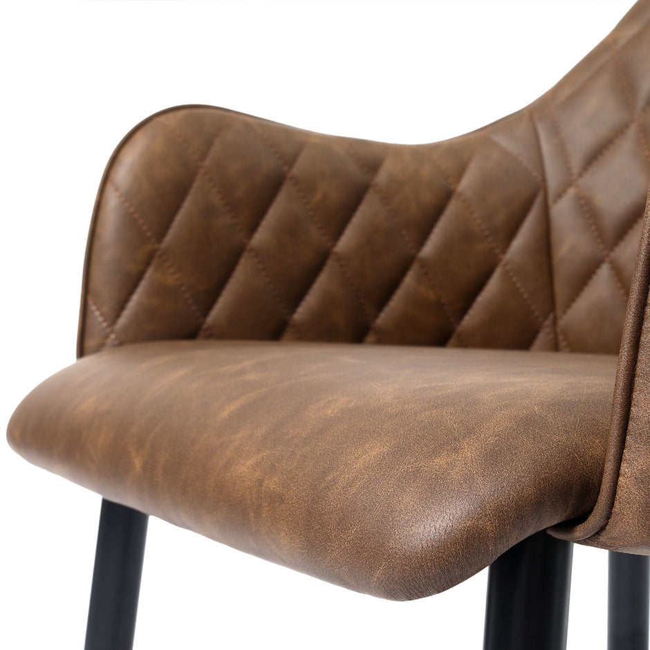 Esszimmerstuhl - Küchenstuhl - Samtsitz - Metallbeine - braun