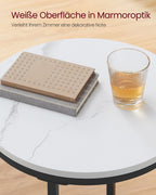 Seitentabelle - 2 Level - White Marmor Look - Schwarzer Rahmen