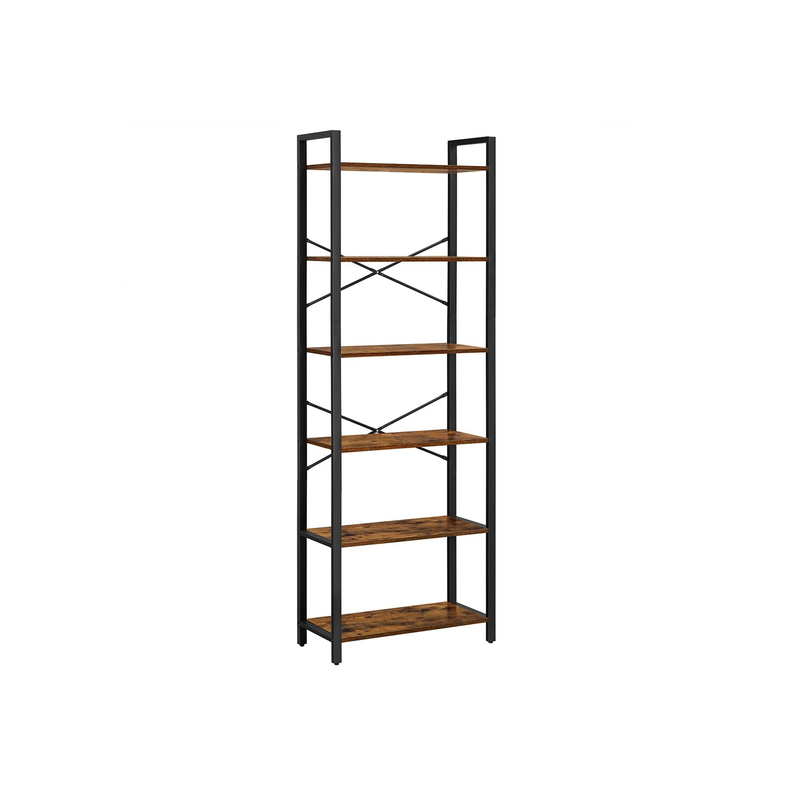 Bücherregal - 6 Level - 30 x 120 x 172,5 cm - Vintage Brown / Schwarz