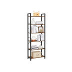 Wohnzimmerschrank - Buchregal - mit 6 Levels - Metallrahmen - Brown
