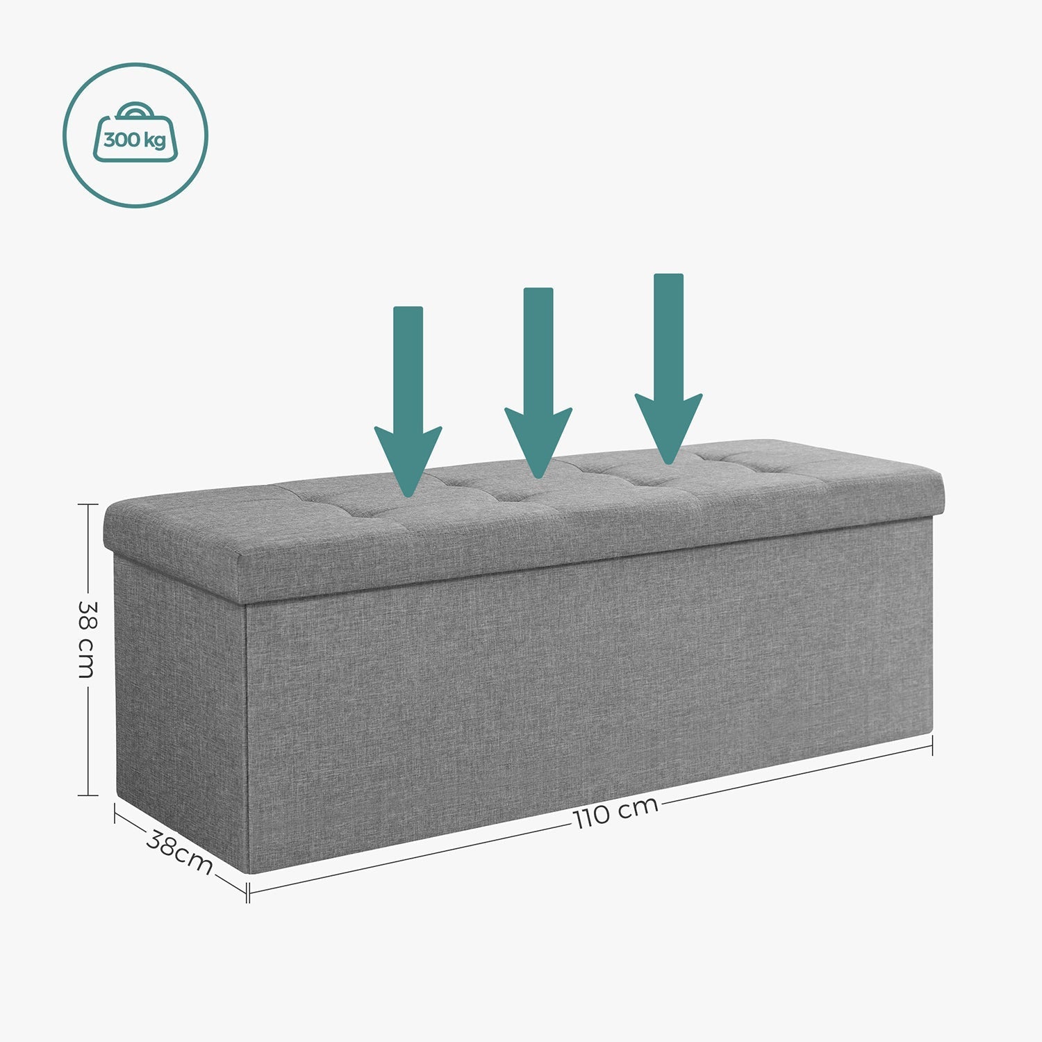 Aufbewahrungsbank - Sitzbox - faltbare - Lastkapazität 300 kg - hellgrau