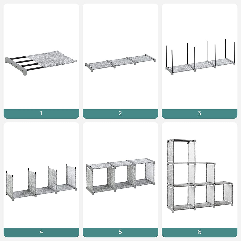 Bücherregal - Würfelschrank - Lagerschrank - 6 Fächer - Grau