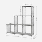 Bücherregal - Würfelschrank - Lagerschrank - 6 Fächer - Grau