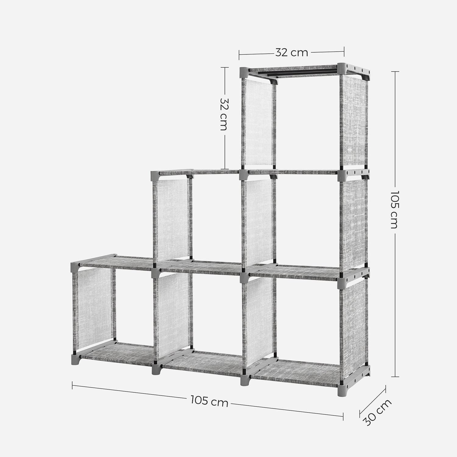 Bücherregal - Würfelschrank - Lagerschrank - 6 Fächer - Grau