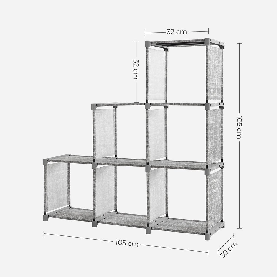 Bücherregal - Würfelschrank - Lagerschrank - 6 Fächer - Grau