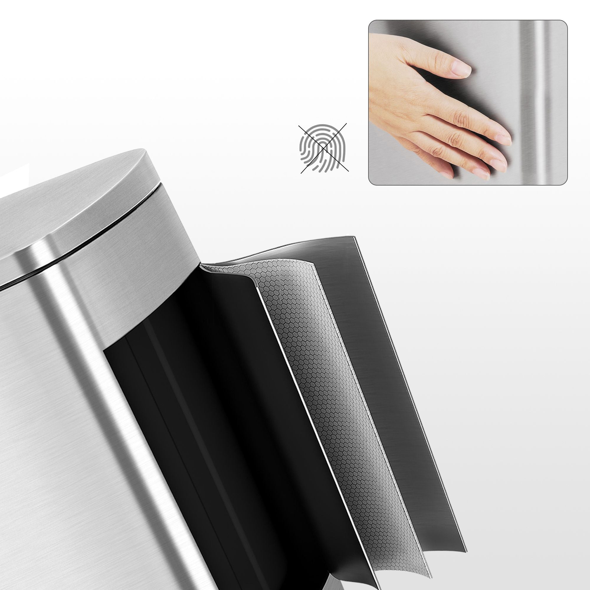 Müllbehälter - Pedalbehälter - 50 l - Edelstahl - Softclose - luftdicht - Kunststoff -Innenschaufel