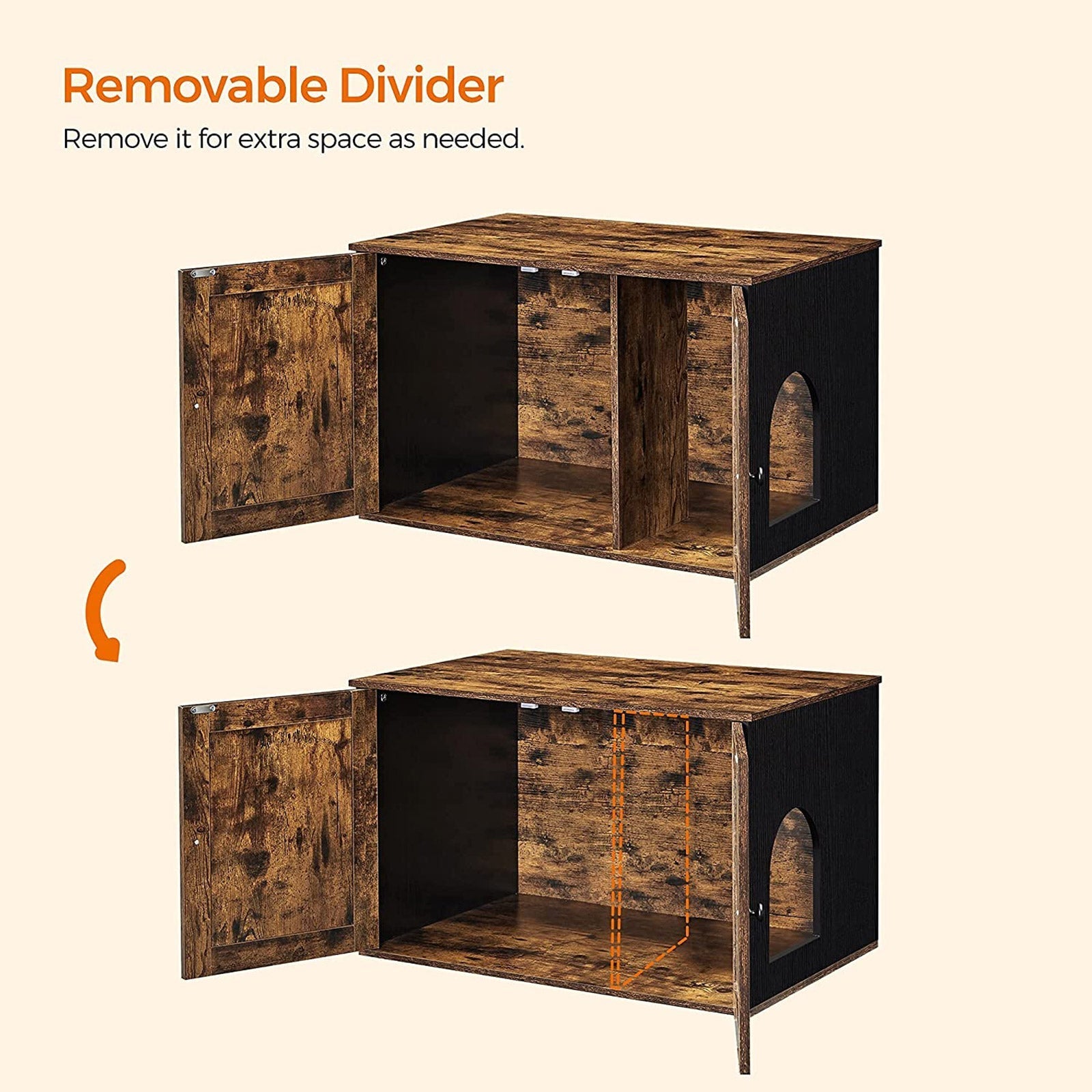 Katzenschalenmöbel - Katzenhaus mit Türen - Vintage Brown / Schwarz