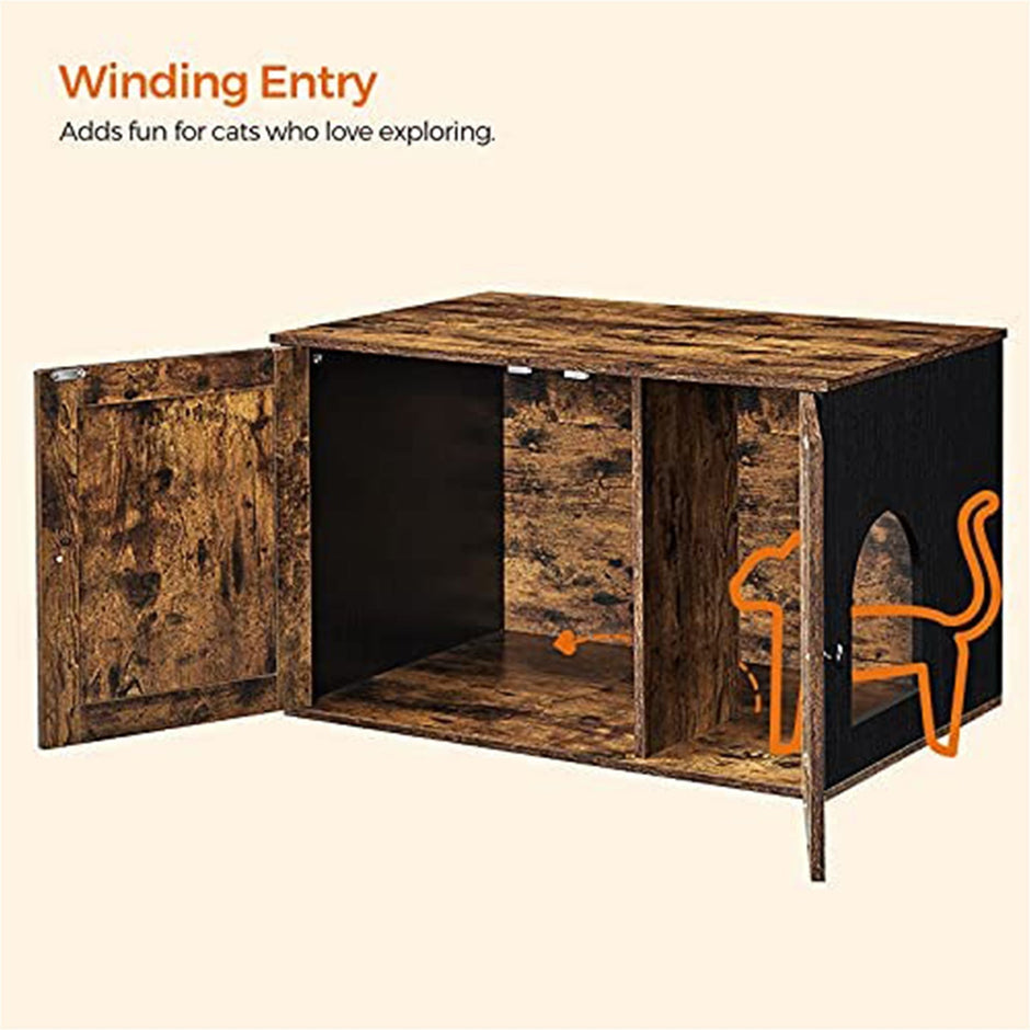Katzenschalenmöbel - Katzenhaus mit Türen - Vintage Brown / Schwarz