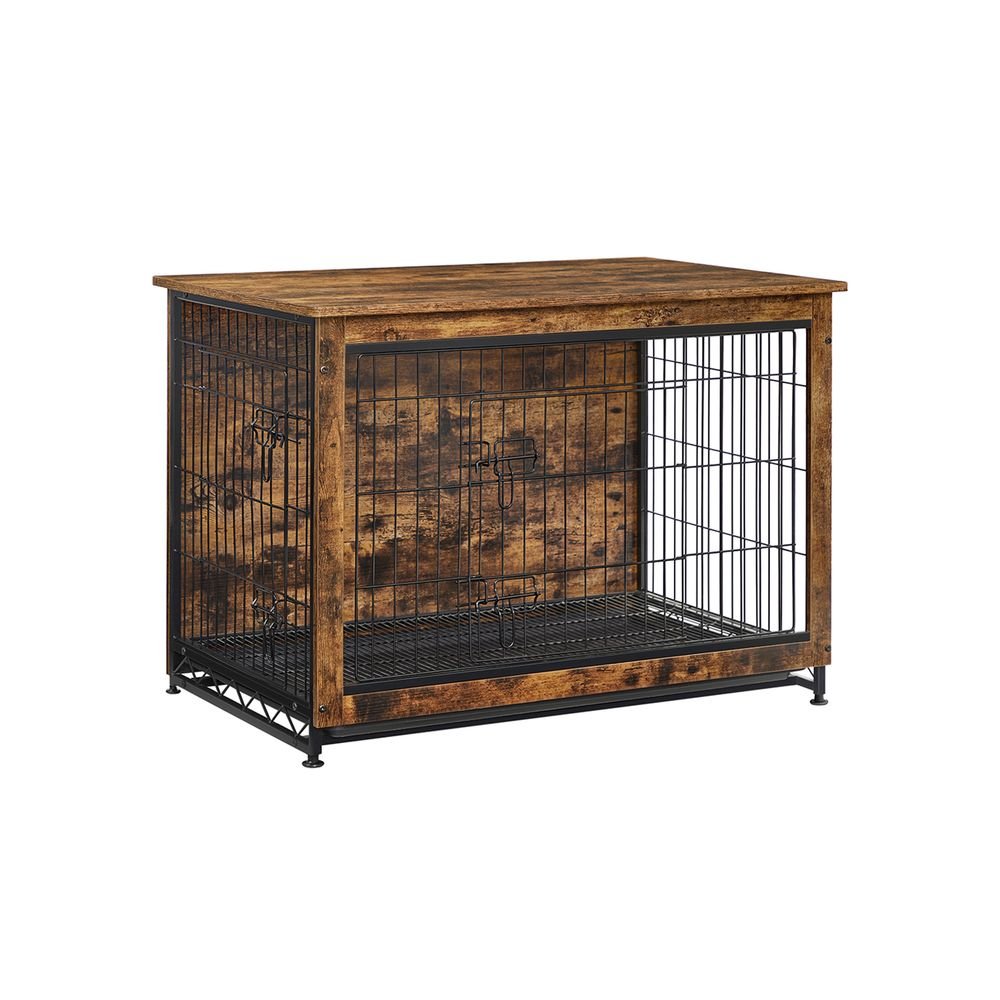 Hundekäfig - Bank - extra stark - Holz/Metallrahmen - braun