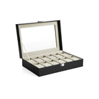 Watchbox - 12 Uhren - Glasdeckel - Schwarz