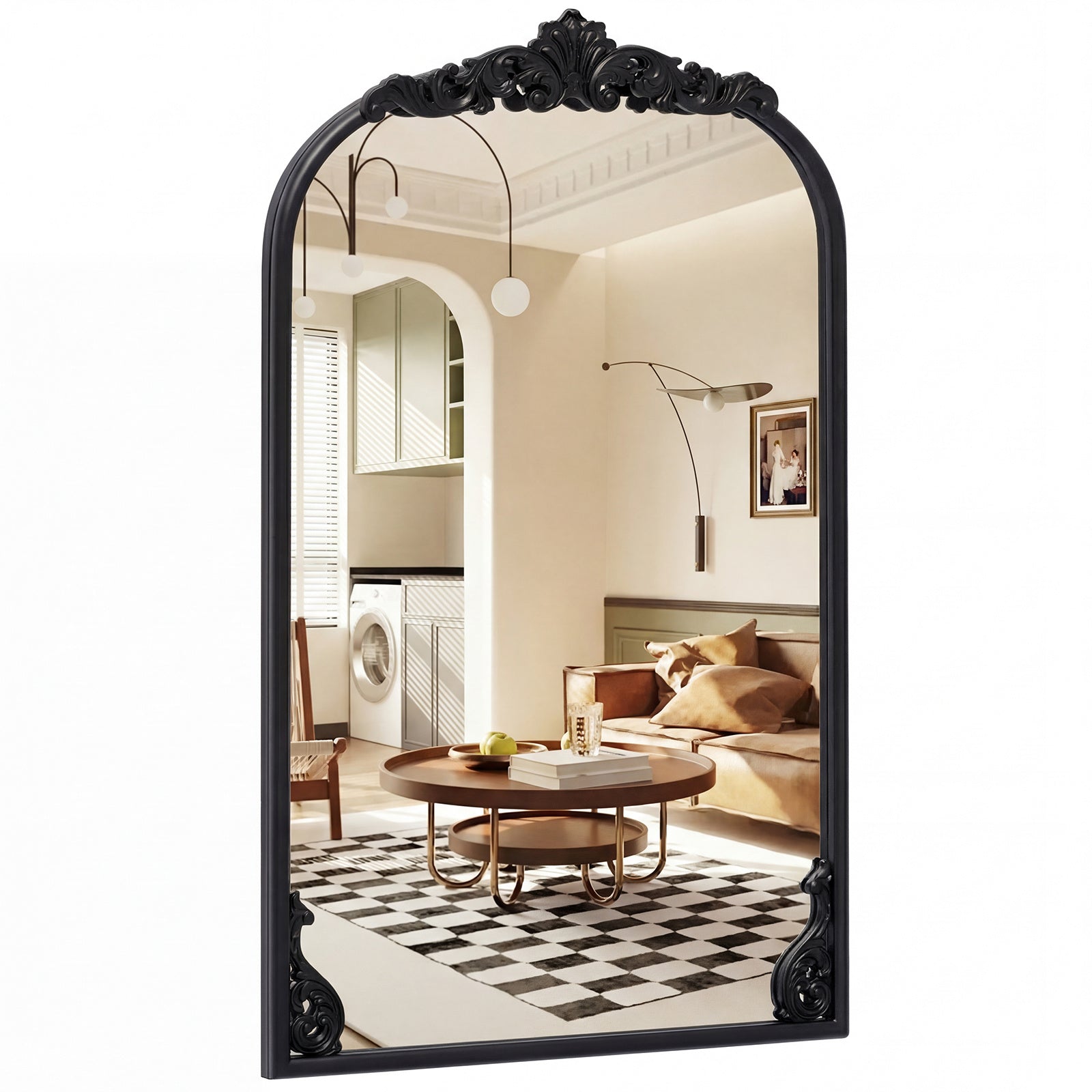 Väggspegel, – traditionell barockspegel i vintagestil med metallram – 76 cm x 51 cm