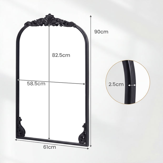 Väggspegel, – gyllene traditionell vintage barockspegel, antik bågspegel – 90 cm × 61 cm