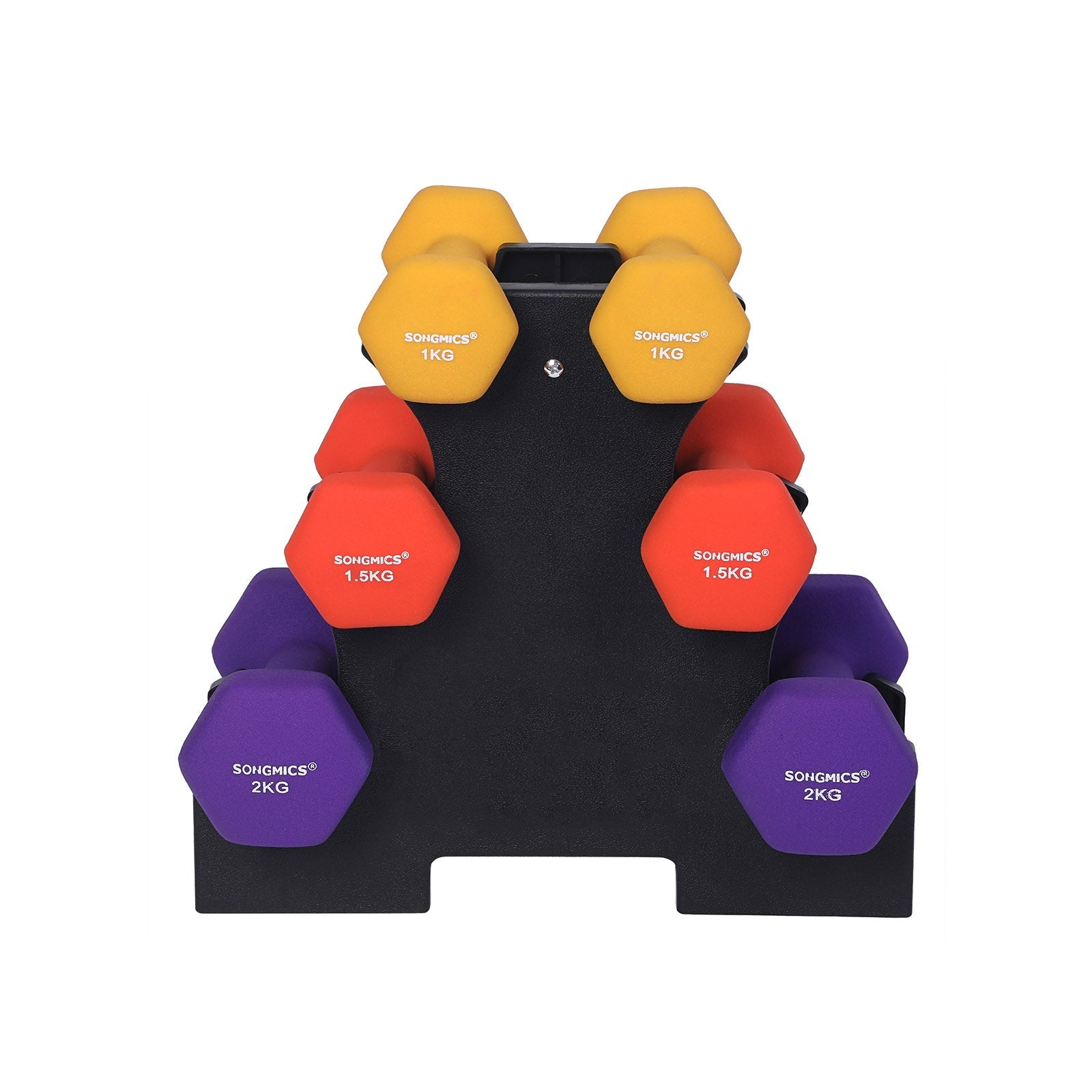 Hantel -Set - Hanteln mit Halter - 1, 1,5, 2 kg - 6 -Set von 6
