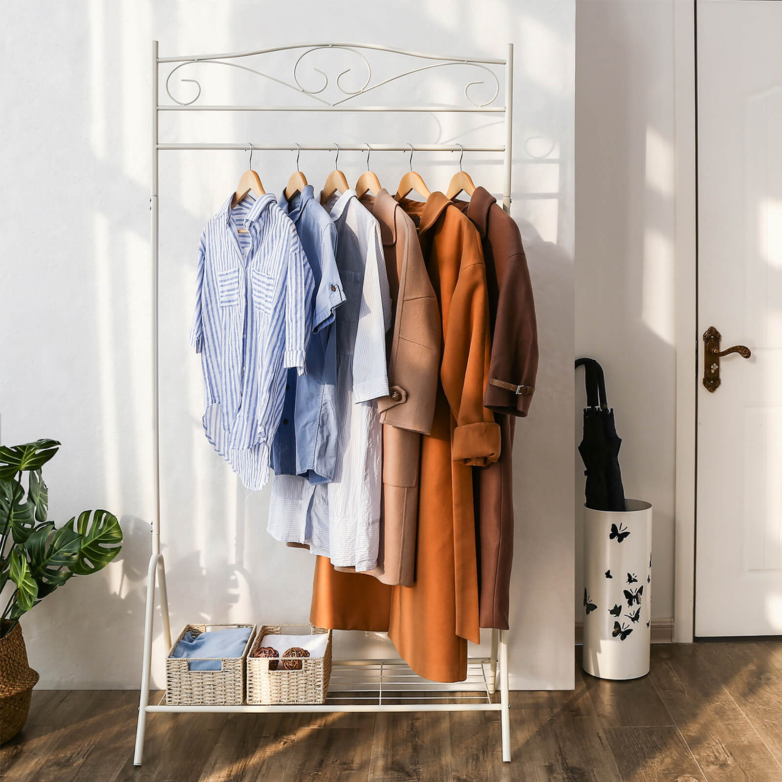 Kleiderregal - Kleidungsständer - mit Schuhregal - Weiß