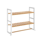 Badezimmerregal - Bambus -Seitenschrank mit 2 Regalen - Handtuchregal