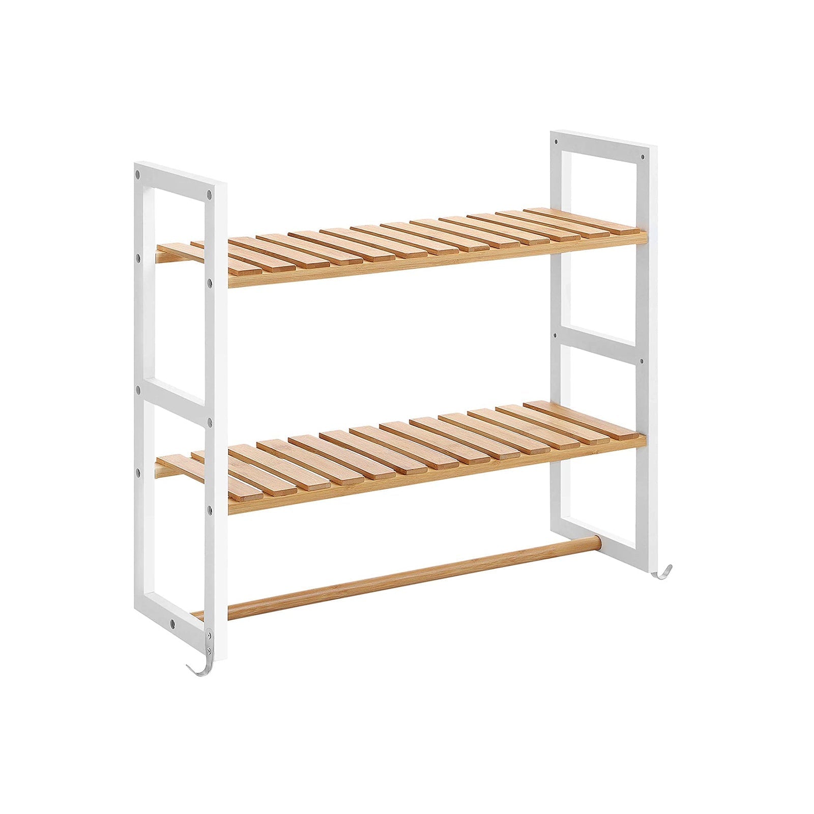 Badezimmerregal - Bambus -Seitenschrank mit 2 Regalen - Handtuchregal
