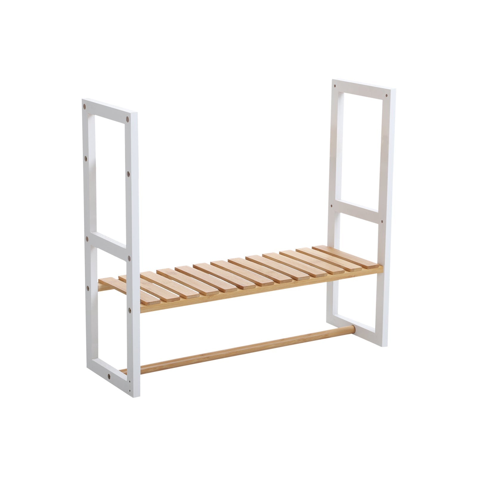 Badezimmerregal - Bambus -Seitenschrank mit 2 Regalen - Handtuchregal