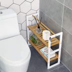 Badezimmerregal - Bambus -Seitenschrank mit 2 Regalen - Handtuchregal