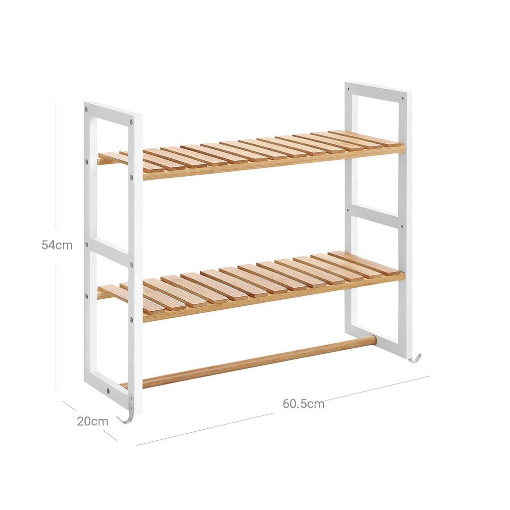 Badezimmerregal - Bambus -Seitenschrank mit 2 Regalen - Handtuchregal