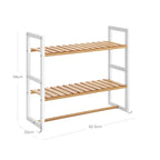 Badezimmerregal - Bambus -Seitenschrank mit 2 Regalen - Handtuchregal