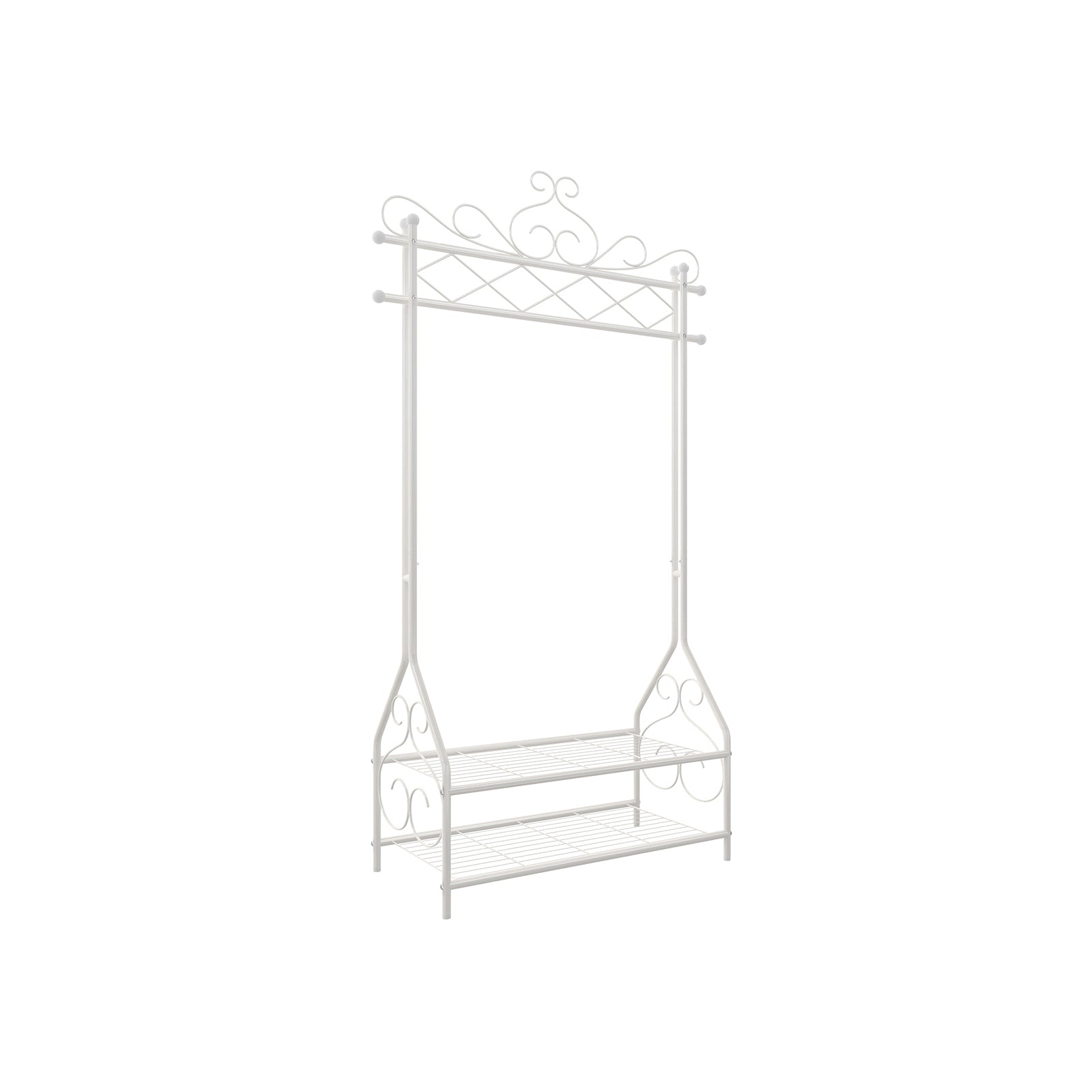 Bekleidungsregal - Vintage -Stil - mit Schuhregal - Weiß