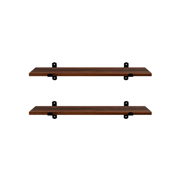 Wandregale - 2 - schwimmende Bretter - Industrielles Design - Brown/Schwarz