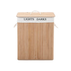 Wäschereikorb - Bambus Waschkorb - 100 l - 2 Fächer - Brown