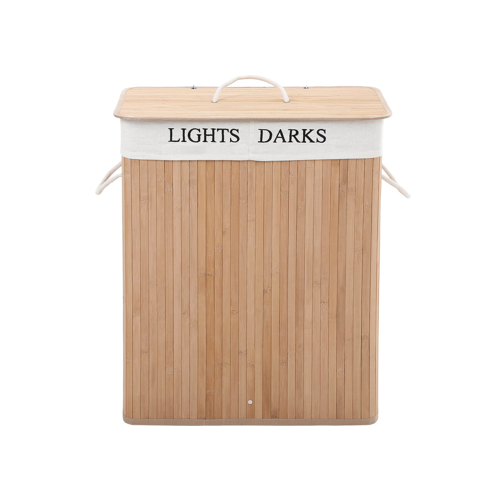 Wäschereikorb - Bambus Waschkorb - 100 l - 2 Fächer - Brown