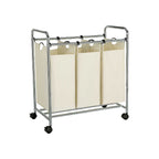 Waschkorb - Waschmaschine - 3 Kurse - Abnehmbare Taschen - Beige