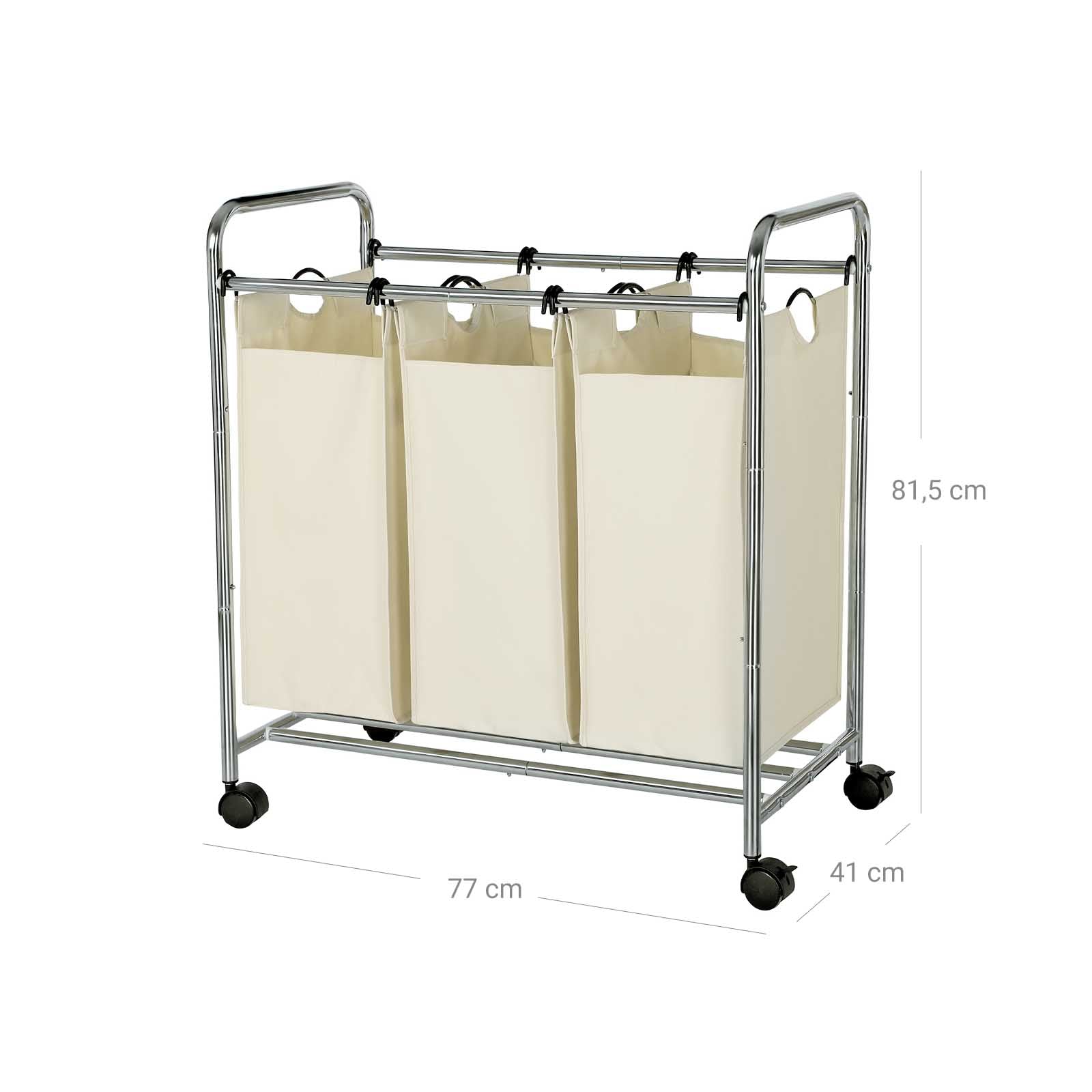 Waschkorb - Waschmaschine - 3 Kurse - Abnehmbare Taschen - Beige