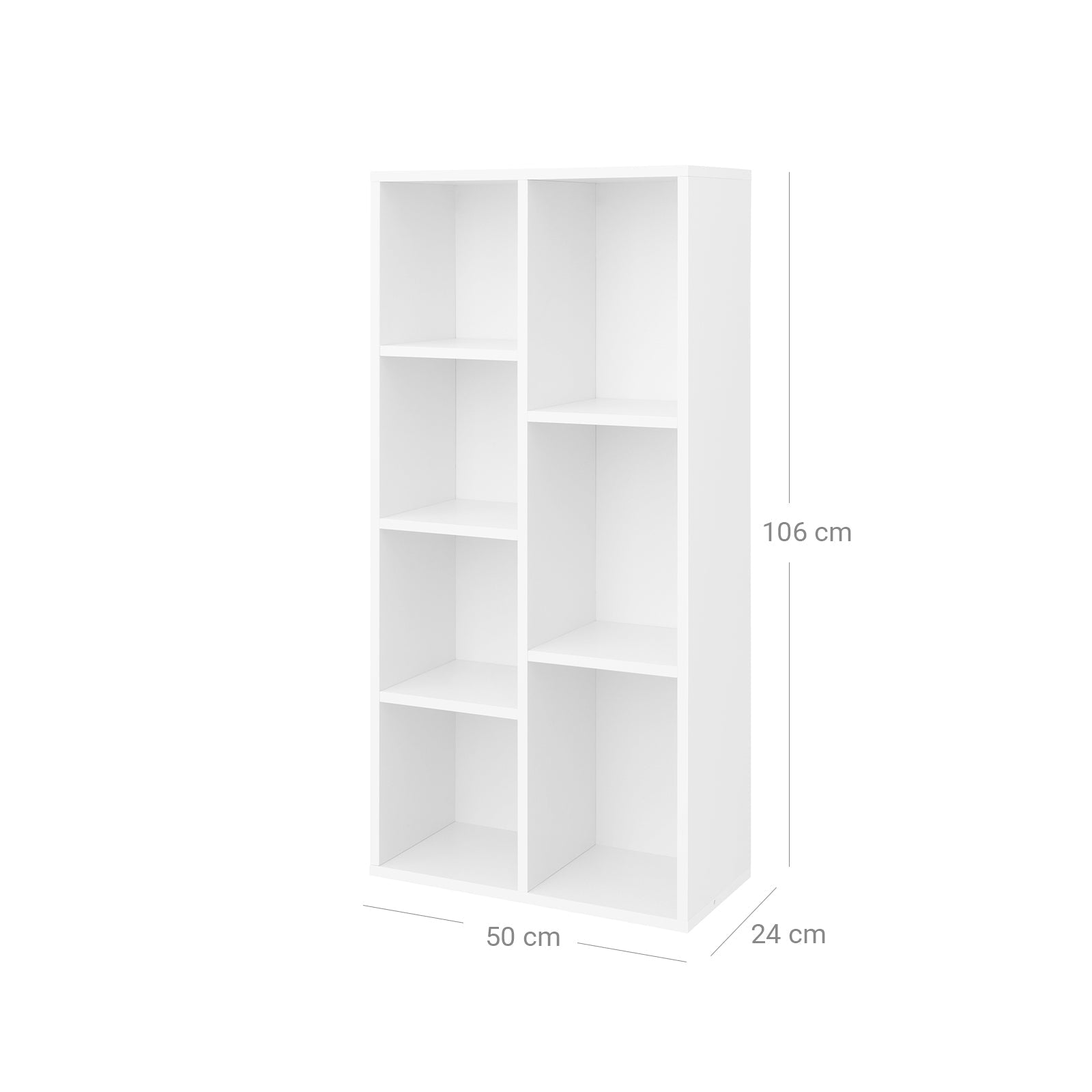 Bücherregal - Stehschrank - Aufbewahrungsschrank mit 7 offenen Fächern - Weiß