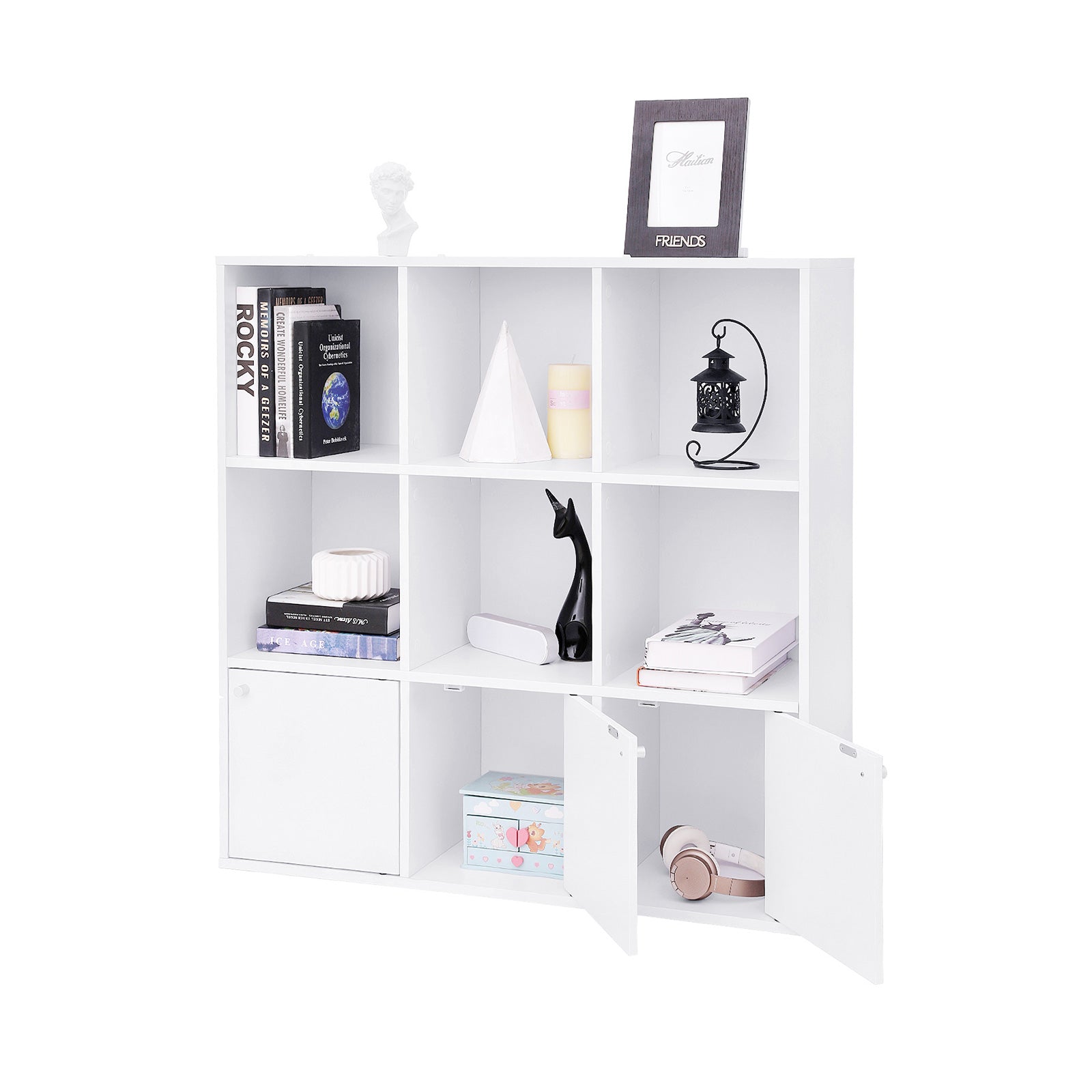 Bücherregal - losgelöst - Cubus -Kabinett - 9 Fächer - Weiß