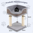Klösträd – Litet Kattträd med stor plyschsits i trä Kattmöbler Klätterträd – 38 x 38 x 51 cm – Grå