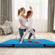 Fällbar – gymnastikmatta tjock dubbelvikbar och tumblingmatta med konstläderöverdrag – 122 x 122 x 10 cm – Blå