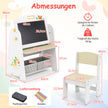 Barnstaffli – med stol, barnbord bokhylla och magnetisk tavla whiteboard i – . – Natur