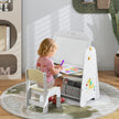 Barnstaffli – med stol, barnbord bokhylla och magnetisk tavla whiteboard i – . – Natur