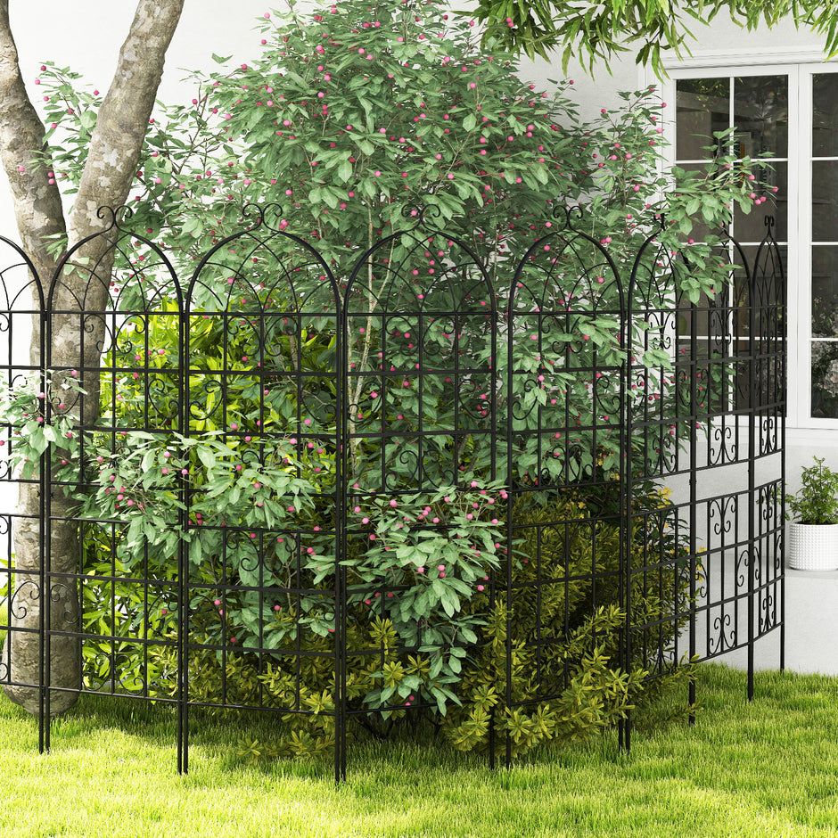 Rankgitter – Metall pack dekorativ trädgårdsstaket fristående spaljé för trädgården att sticka ner – 4 180 x 50 cm – Svart