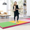 Mjuk – golvmatta av konstläder med klätterfäste och bärhandtag + – 300 x 117 x 5 cm – Rosa + grön