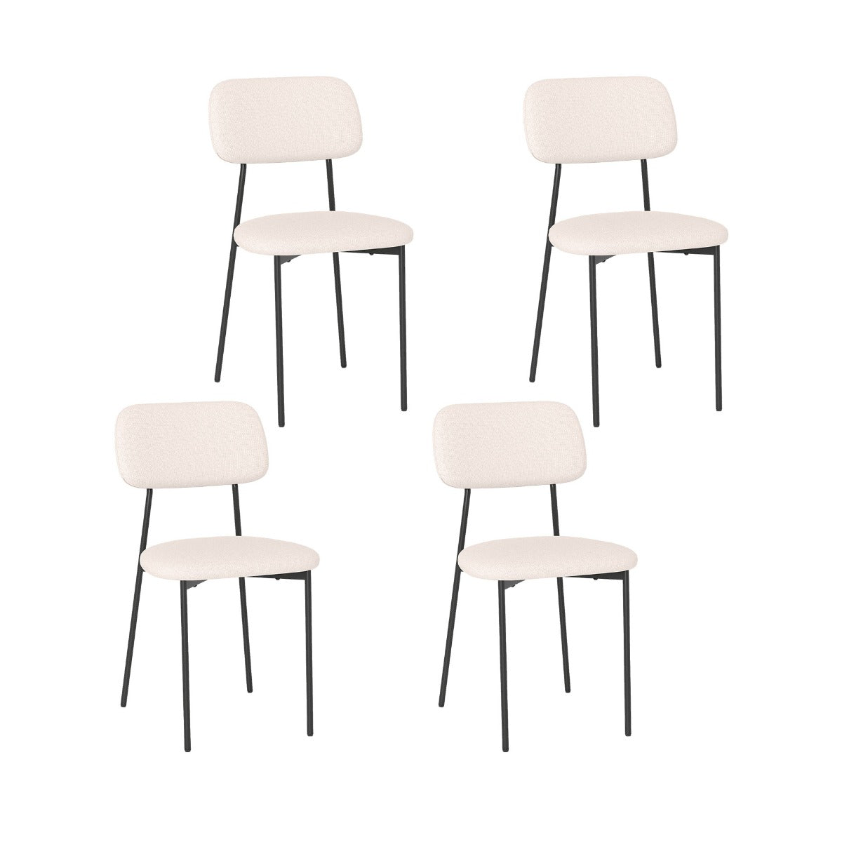 Modert – Matsalsstol Set del Köksstol från Linneväv med Metallben Sitt – 4 – Beige