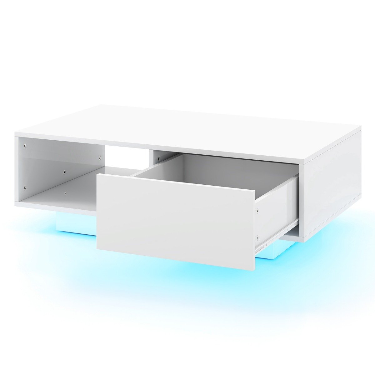 Soffbord – med färger LED lampor och fjärrkontroll JV11839WH – 20 95 x 55 x 31 cm – Vit