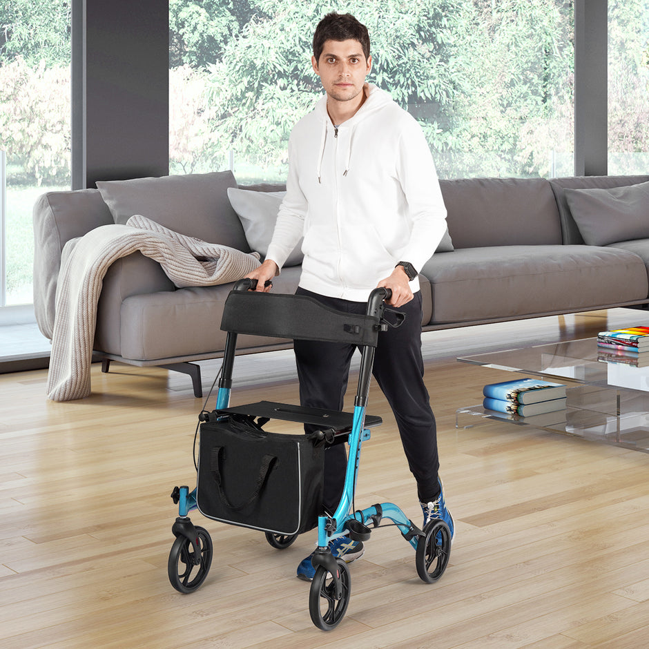 Aluminium – Rollator Fällbar Reserullator Höjdjusterbar Lättviktsrullator – Blå