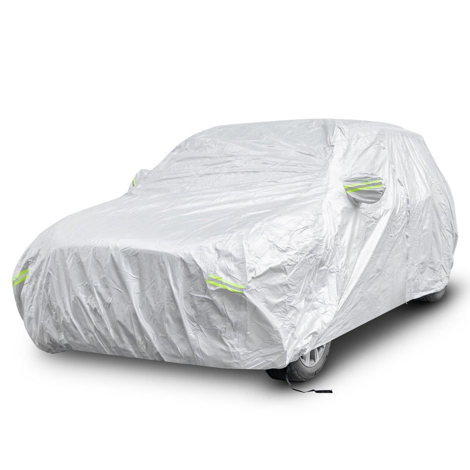 Väderbeständig – presenning för fordon Bilskydd med dragkedja dörr – 492 x 191 x 154 cm – Silver