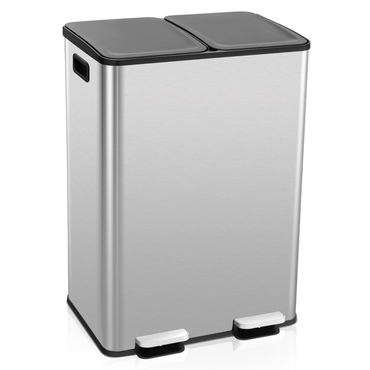 30L – papperskorg med fack och mjukstängande lock deodoriserande – 2 x 2 2 – Silver