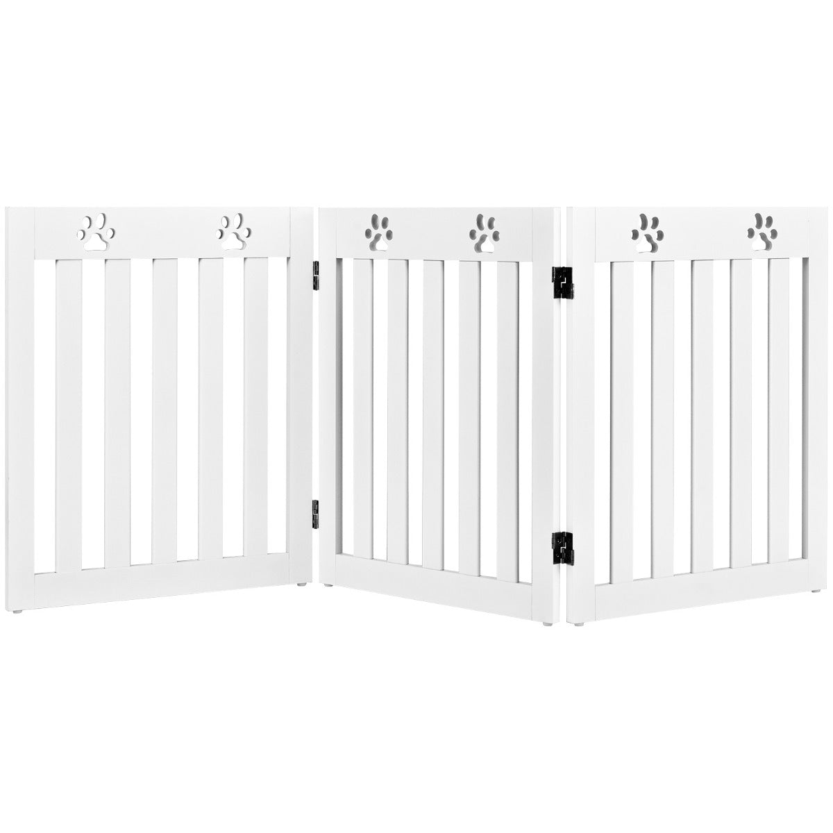 Fristående – husdjursgrind i trä Vikbar hundgrind paneler – 3 151,5 x 60 x 1,5 cm – Vit