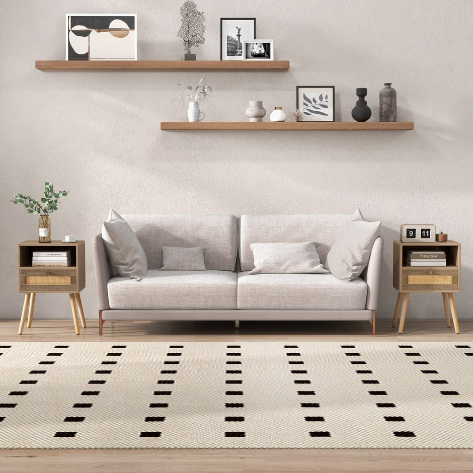Nattduksbord – med Rottang Dekoration liten Sidobord i Boho Stil Låda – Natur