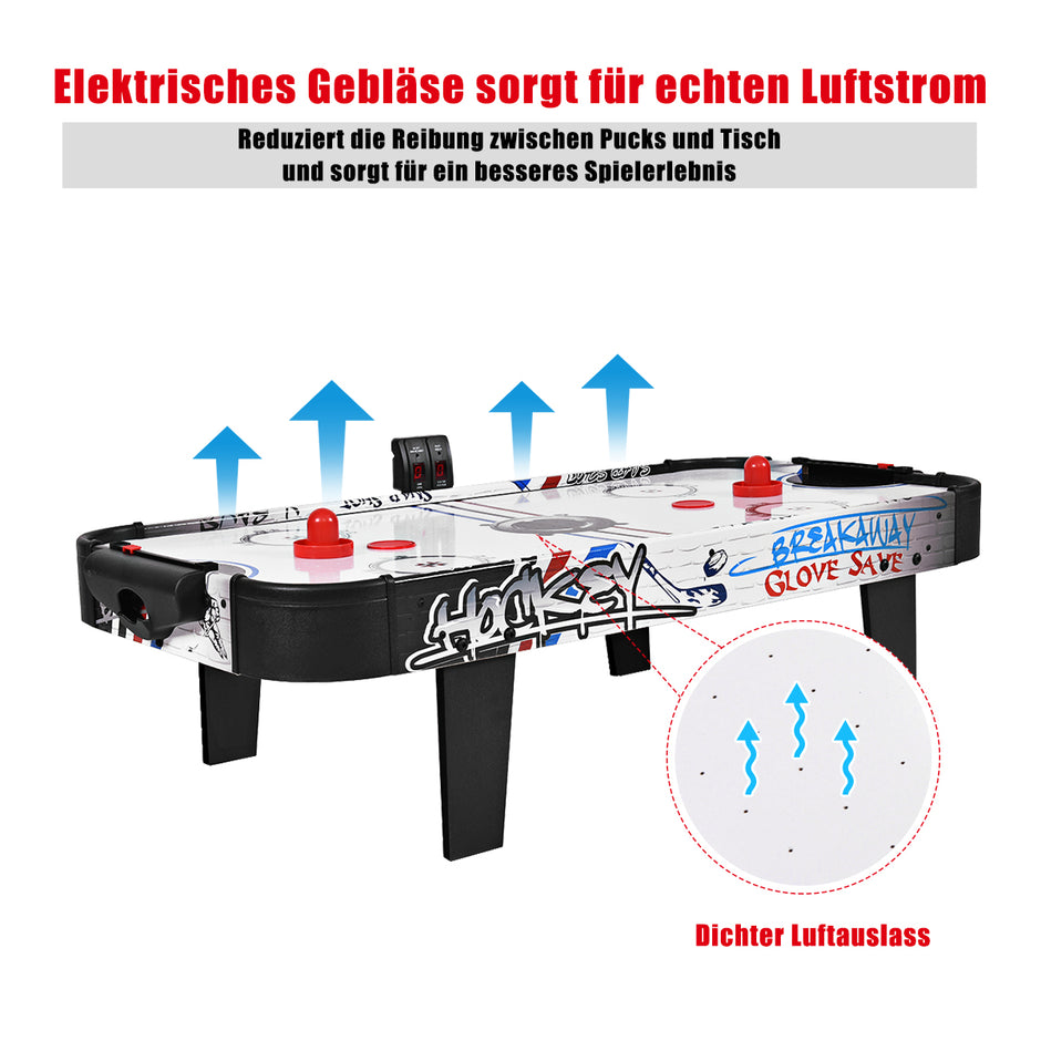 Air – Hockey Set tums minibord för med elektronisk LED resultattavla – 42 – Svart och vit