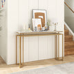 Konsolbord – med bordsskiva i konstgjord marmor och geometrisk metallram hallbord gyllene – 120 cm – Guld